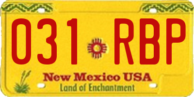 NM license plate 031RBP
