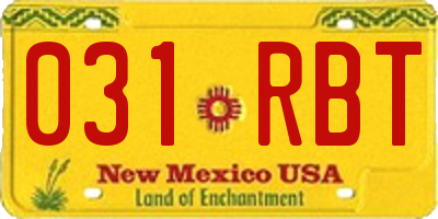 NM license plate 031RBT