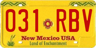 NM license plate 031RBV