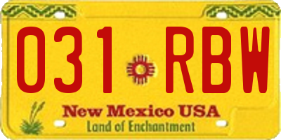 NM license plate 031RBW