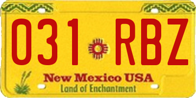 NM license plate 031RBZ