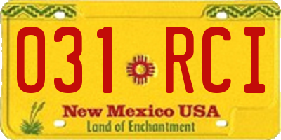 NM license plate 031RCI