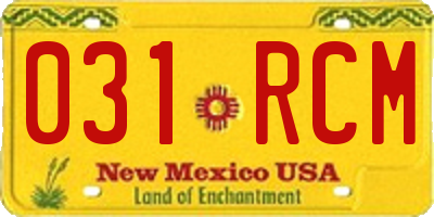 NM license plate 031RCM