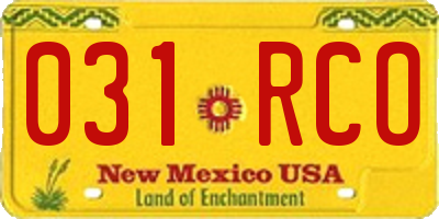 NM license plate 031RCO