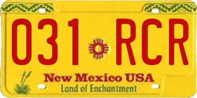 NM license plate 031RCR