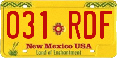 NM license plate 031RDF