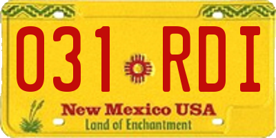 NM license plate 031RDI