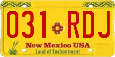 NM license plate 031RDJ