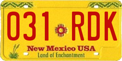 NM license plate 031RDK