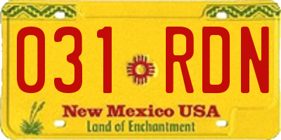 NM license plate 031RDN