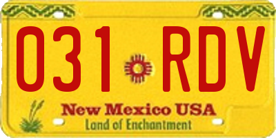 NM license plate 031RDV