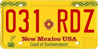 NM license plate 031RDZ