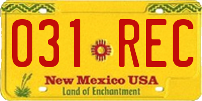 NM license plate 031REC