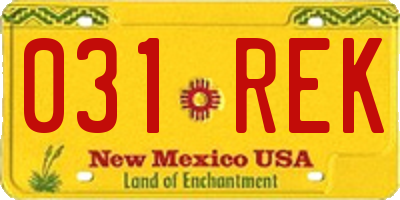 NM license plate 031REK