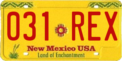 NM license plate 031REX