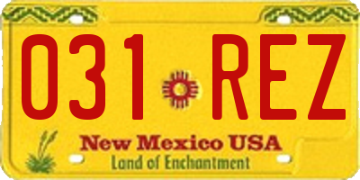 NM license plate 031REZ