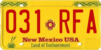 NM license plate 031RFA