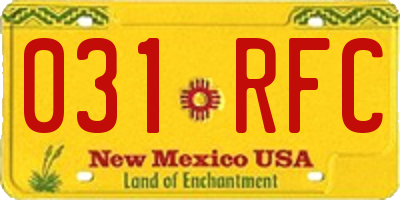NM license plate 031RFC