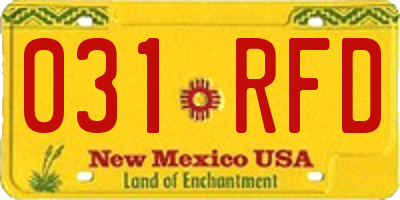 NM license plate 031RFD