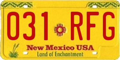 NM license plate 031RFG