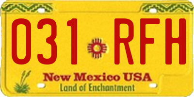 NM license plate 031RFH