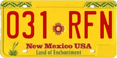 NM license plate 031RFN