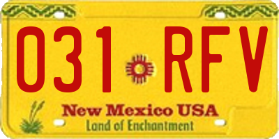 NM license plate 031RFV