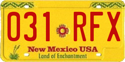 NM license plate 031RFX