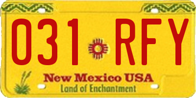 NM license plate 031RFY