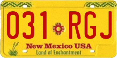 NM license plate 031RGJ