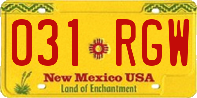 NM license plate 031RGW