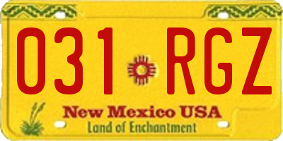 NM license plate 031RGZ