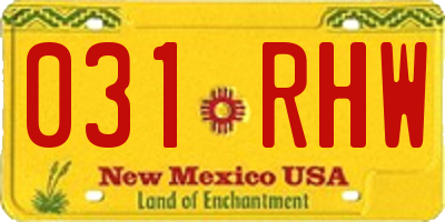 NM license plate 031RHW