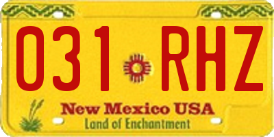 NM license plate 031RHZ