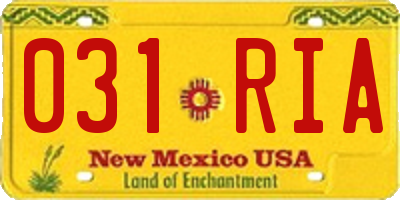 NM license plate 031RIA