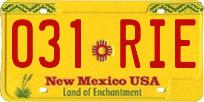 NM license plate 031RIE