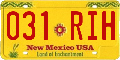 NM license plate 031RIH