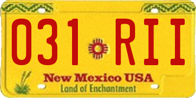 NM license plate 031RII