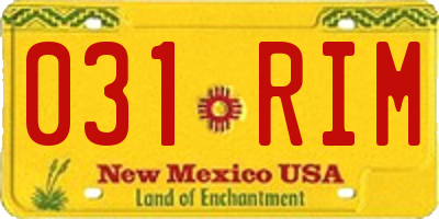 NM license plate 031RIM