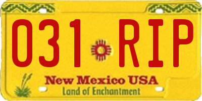 NM license plate 031RIP