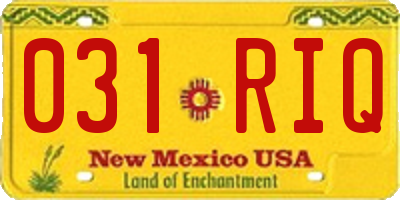 NM license plate 031RIQ