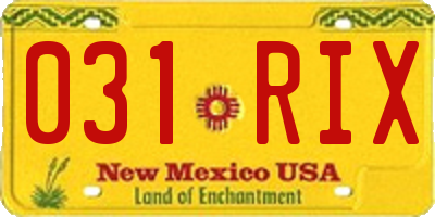 NM license plate 031RIX