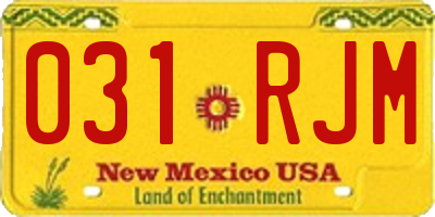 NM license plate 031RJM