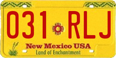 NM license plate 031RLJ