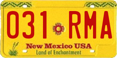 NM license plate 031RMA