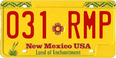 NM license plate 031RMP