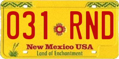 NM license plate 031RND