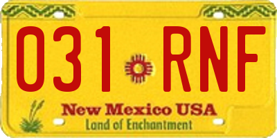 NM license plate 031RNF
