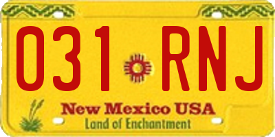 NM license plate 031RNJ
