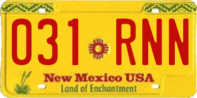 NM license plate 031RNN